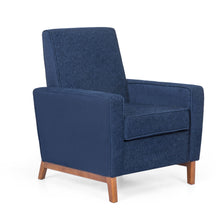 Load image into Gallery viewer, Mid Century Modern Club Chair With Upholstery And Rubberwood Legs - Navy Blue
