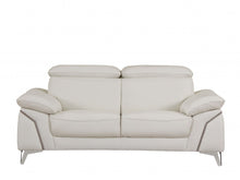 Load image into Gallery viewer, Italian Leather Sofa With Silver Legs - White