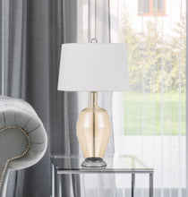 Load image into Gallery viewer, Metal Round Table Lamp With White Drum Shade - Nickel