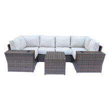 Load image into Gallery viewer, Outdoor Wicker Sectional With Weather Resistant Cushions And Table