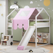 Load image into Gallery viewer, Loft Bed With House Shaped Frame And Tent