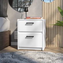 Load image into Gallery viewer, 15.8" x 12.7" x 18.6" Two Drawer Faux Wood Nightstand - White