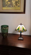 Load image into Gallery viewer, 15" Metal Candlestick Table Lamp With Shade - Dark Brown / Beige / Green