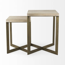 Load image into Gallery viewer, Solid Wood And Metal Square Cross Legs Nested Tables (Set of 2) - Beige