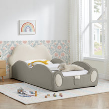 Load image into Gallery viewer, Cute Cloud Shape Bed With Guardrails Cartoon Design, Storage Pocket
