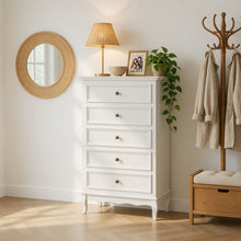 Load image into Gallery viewer, 5 Drawer Tall Wide Chest Of Drawers - White