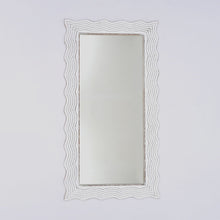 Load image into Gallery viewer, Handcarved Wave Design Rectangle Mirror Accent Enhancing Space - Antique White