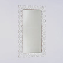 Load image into Gallery viewer, Handcarved Wave Design Rectangle Mirror Accent Enhancing Space - Antique White