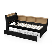 Load image into Gallery viewer, Upholstered Daybed With Storage Headboard, Wireless Charging, LED Lights