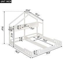Load image into Gallery viewer, Twin Size Platform Bed With Shared Design, Guardrails, And Built In Shelves - Creamy White