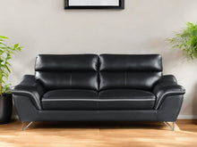 Load image into Gallery viewer, Sofa With Silver Legs Leather - Black