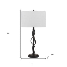 Load image into Gallery viewer, Metal Candlestick Table Lamp With Off-White Drum Shade - Black