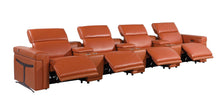 Load image into Gallery viewer, Top Grain Leather Reclining Metal USB Sofa (720374) - Camel