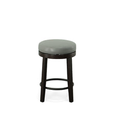 Load image into Gallery viewer, Faux Leather And Solid Wood Swivel Backless Counter Height Bar Chairs (Set of 2) - Gray And Espresso