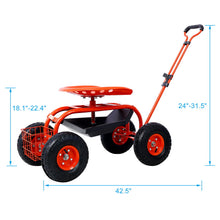 Load image into Gallery viewer, Rolling Garden Scooter Cart Seat With Wheels, 360 Swivel, Tool Tray