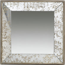 Load image into Gallery viewer, 15" Square Framed Antiqued Damask Accent Mirror - Brown