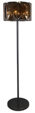 Load image into Gallery viewer, Floor Lamp With Amber Solid Color Beveled Glass Drum Shade - Dark Bronze