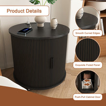 Load image into Gallery viewer, Cylinder Nightstand With Charging Station & Sliding Door