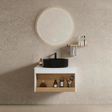 Load image into Gallery viewer, Floating Bathroom Vanity With Glossy Round Vessel Sink