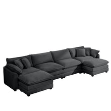 Load image into Gallery viewer, Modern Oversized Modular Cushion Sofa With Ottoman, Low Back, Deep Seating Sofa Set