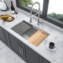 Load image into Gallery viewer, 33" Undermount Kitchen Sink Single Bowl Stainless Steel Ledge Workstation In Brushed Nickel, 16 Gauge 304 Stainless Steel, 33 X 19 X 9 Inch