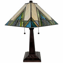 Load image into Gallery viewer, 22" Metal Two Light Candlestick Table Lamp With Shade - Dark Brown / Beige / Green