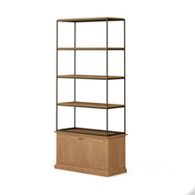 Load image into Gallery viewer, Four Tier Bookcase With Two Doors - Antiqued Brass / Light Brown
