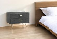 Load image into Gallery viewer, Contemporary Nightstand With Two Drawers - Gray And Gold