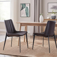 Load image into Gallery viewer, Contemporary Upholstered Faux Leather Dining Side Chairs (Set of 2) - Brown