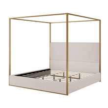 Load image into Gallery viewer, Luxury Canopy Bed With Upholstered Headboard