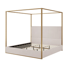 Load image into Gallery viewer, Luxury Canopy Bed With Plush Corduroy Upholstered Headboard