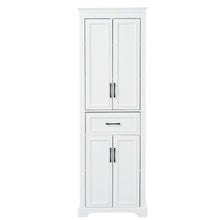 Load image into Gallery viewer, Freestanding Bathroom Vanity, Elegant Design With 4 Doors & 1 Drawer, Adjustable Shelves, Damping Hinges - White