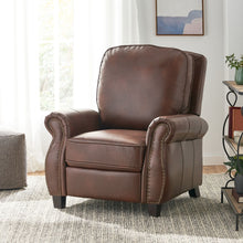 Load image into Gallery viewer, Neville - Recliner Chair With Push Back Function And Birch Wood Legs - Brown