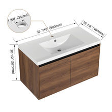 Load image into Gallery viewer, Bathroom Vanity Set With Resin Countertop Sink And 2 Doors, Engineered Wood