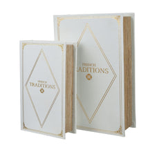 Load image into Gallery viewer, Book Boxes (Set of 2) - White / Gold