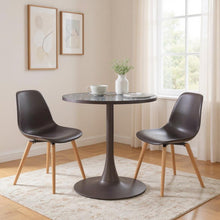 Load image into Gallery viewer, 24" Wood And Steel Pedestal Base Round Top Dining Table - Black