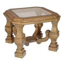 Load image into Gallery viewer, Wood Glass Square End Table - Light Brown / Clear