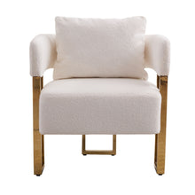 Load image into Gallery viewer, Modern Decorative Chair Teddy Fleece Upholstered And Metal Foot