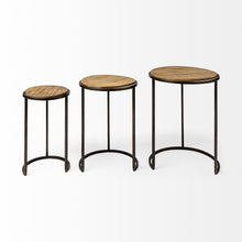 Load image into Gallery viewer, Solid Wood Round End Table (Set of 3) - Black And Brown