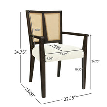 Load image into Gallery viewer, Mid Century Modern Arm Dining Chair Set With Rattan Backrest