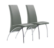 Load image into Gallery viewer, Faux Leather Dining Side Chairs Without Arms (Set of 2) - Gray / Silver