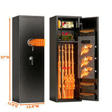 Load image into Gallery viewer, High Large Capacity Mechanical Gun Safe For Rifles & Handguns, Digital Password Lock, Built In Independent Lock Box, Adjustable Shelves - Black
