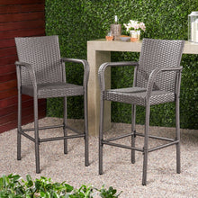 Load image into Gallery viewer, Outdoor Wicker Barstools With Rattan And Iron Frame