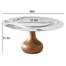 Load image into Gallery viewer, Dining Table, Round With Lazy Susan For Dining Room - Walnut / White