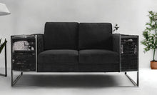 Load image into Gallery viewer, Stylish Velvet Accent Loveseat - Black / Gold