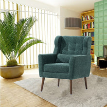 Load image into Gallery viewer, Modern Accent Chair, Arm Chairs For Living Room, Upholstered Mordern Armchair, Comfy Soft Padded Lounge Chair In Small Space, Bedroom, With Pillow, Solid Wood Leg
