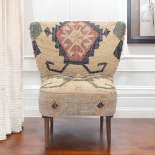 Load image into Gallery viewer, 26" Traditional Jute Southwestern Wingback Chair - Teal Blue