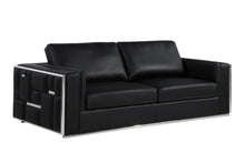 Load image into Gallery viewer, Italian Leather Sofa With Silver Legs - Black