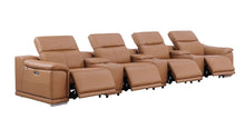 Load image into Gallery viewer, Italian Leather Reclining Metal USB Sofa (720417) - Chestnut