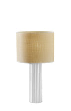 Load image into Gallery viewer, 24" Ceramic Cylinder Table Lamp With Beige Drum Shade - White